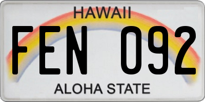 HI license plate FEN092
