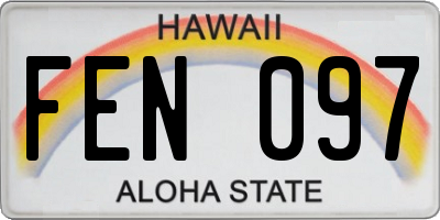 HI license plate FEN097