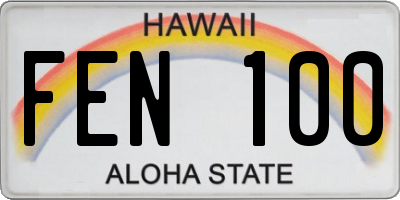 HI license plate FEN100
