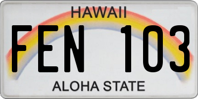 HI license plate FEN103