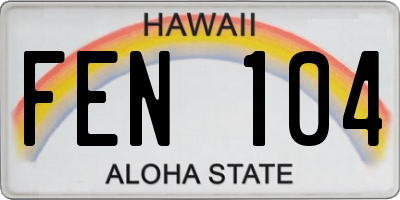 HI license plate FEN104