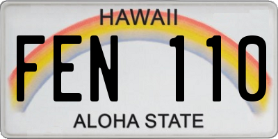 HI license plate FEN110