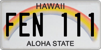 HI license plate FEN111
