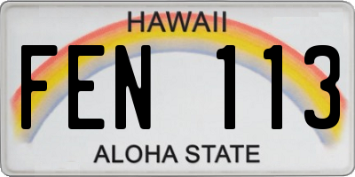 HI license plate FEN113