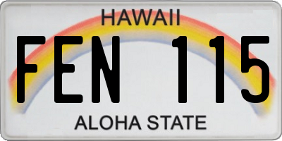 HI license plate FEN115