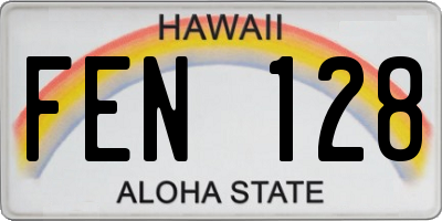 HI license plate FEN128