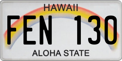 HI license plate FEN130