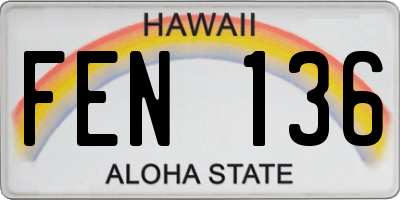 HI license plate FEN136