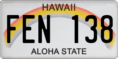 HI license plate FEN138
