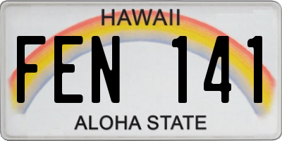 HI license plate FEN141