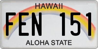 HI license plate FEN151