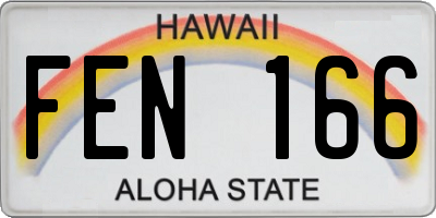 HI license plate FEN166
