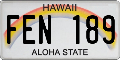 HI license plate FEN189