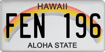 HI license plate FEN196