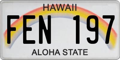 HI license plate FEN197