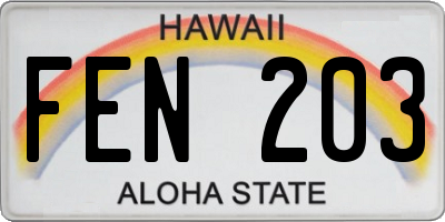 HI license plate FEN203