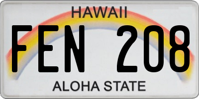 HI license plate FEN208