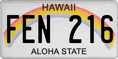 HI license plate FEN216