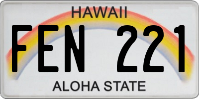 HI license plate FEN221