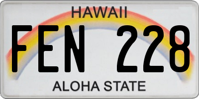 HI license plate FEN228