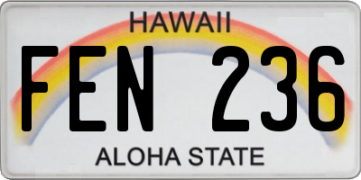 HI license plate FEN236