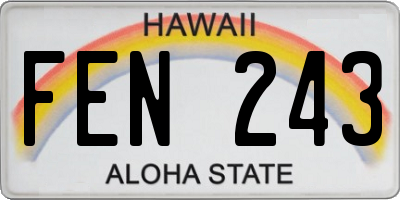 HI license plate FEN243