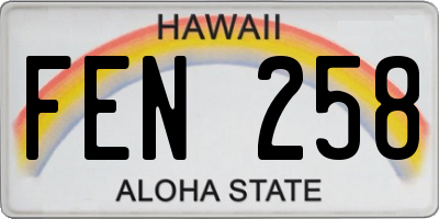 HI license plate FEN258