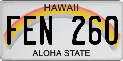 HI license plate FEN260