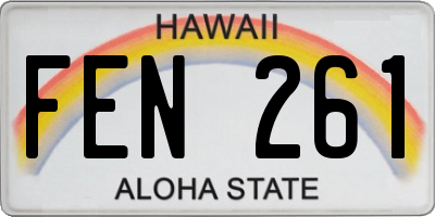 HI license plate FEN261