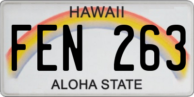 HI license plate FEN263