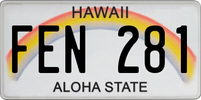 HI license plate FEN281