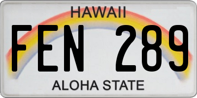 HI license plate FEN289