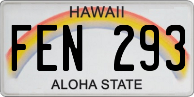 HI license plate FEN293