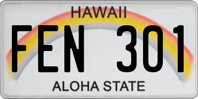 HI license plate FEN301