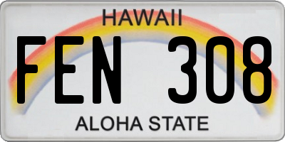 HI license plate FEN308