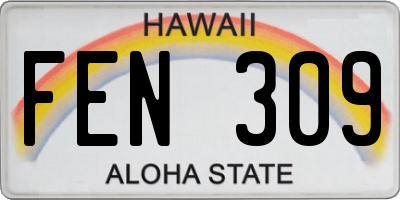HI license plate FEN309