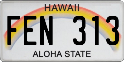 HI license plate FEN313
