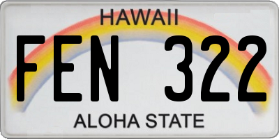 HI license plate FEN322