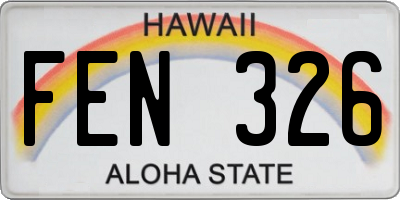 HI license plate FEN326