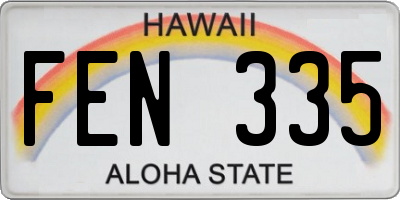HI license plate FEN335