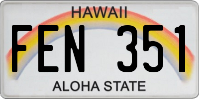 HI license plate FEN351