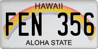 HI license plate FEN356