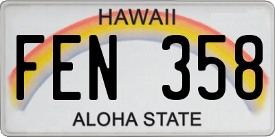HI license plate FEN358