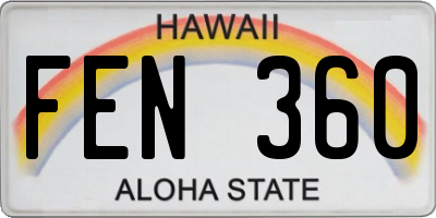 HI license plate FEN360