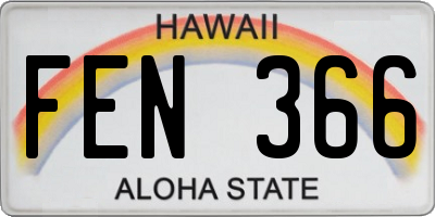 HI license plate FEN366
