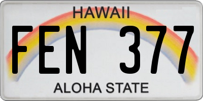 HI license plate FEN377