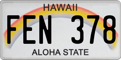 HI license plate FEN378