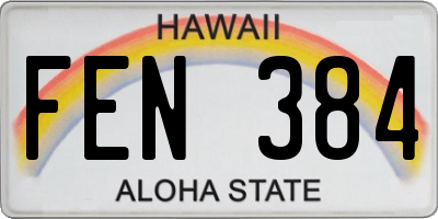 HI license plate FEN384
