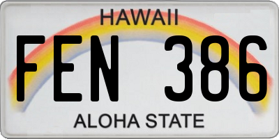 HI license plate FEN386