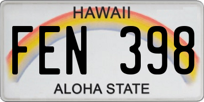 HI license plate FEN398